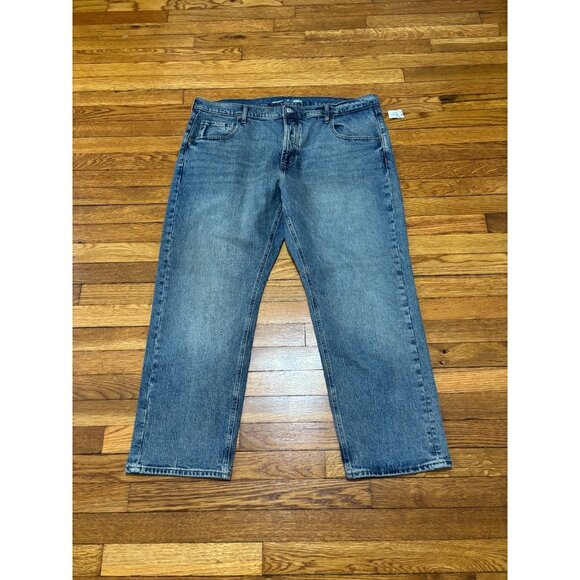 Old Navy Womens Jeans Sz 18P Blue Mid Rise Slouchy Straight Leg Button Fly NWT - Picture 1 of 6